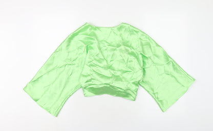 Womens UK Size M Zara Green Cropped T-Shirt