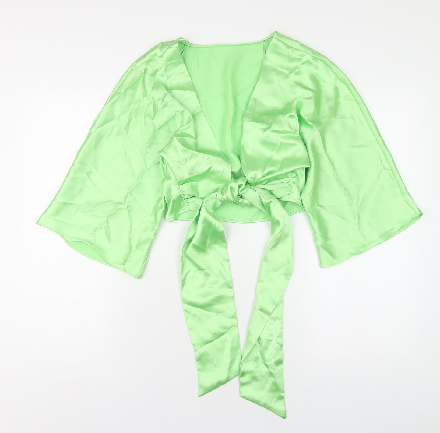 Womens UK Size M Zara Green Cropped T-Shirt