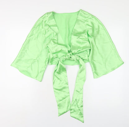 Womens UK Size M Zara Green Cropped T-Shirt