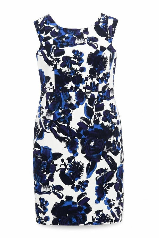 Planet Womens Blue Floral Cotton A-Line Size 12 Round Neck Zip