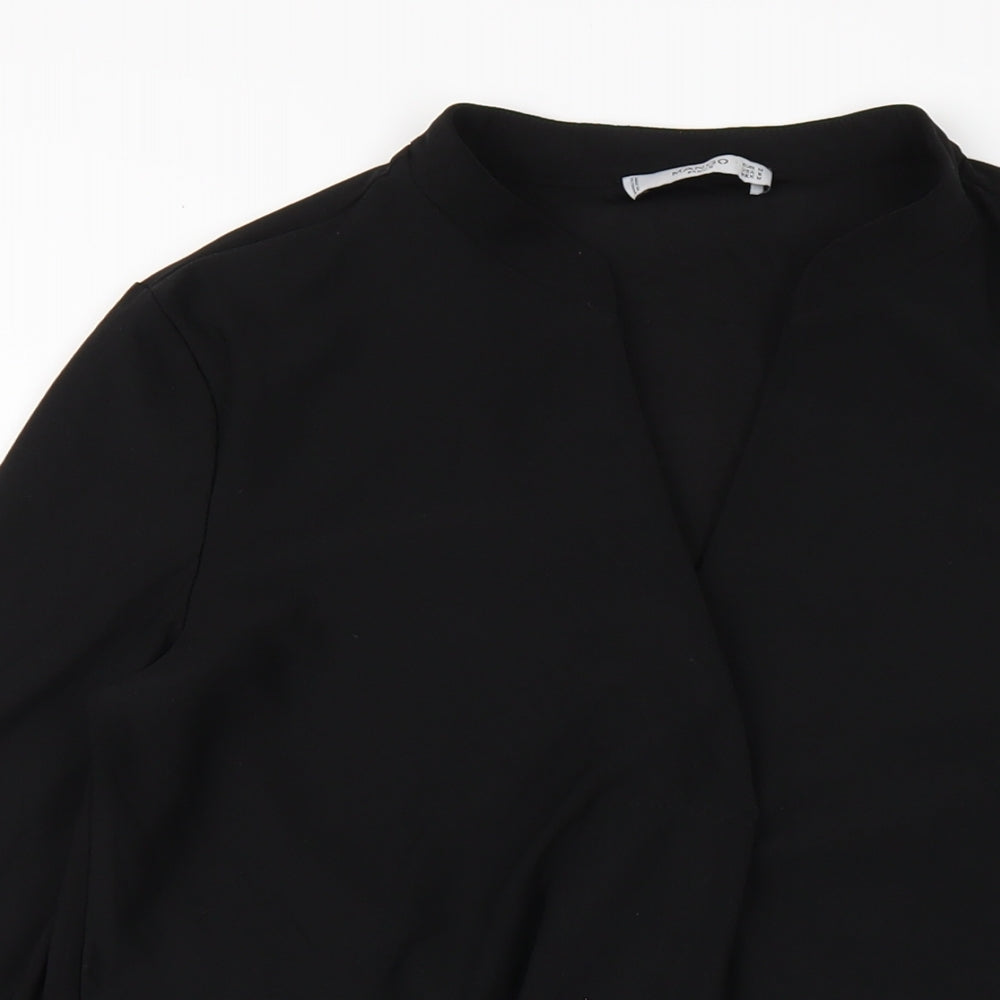 Mango Womens Black Polyester A-Line Size M V-Neck Pullover