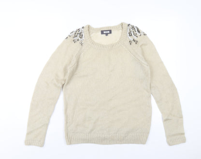 NEXT Womens Beige Round Neck Acrylic Pullover Jumper Size 10