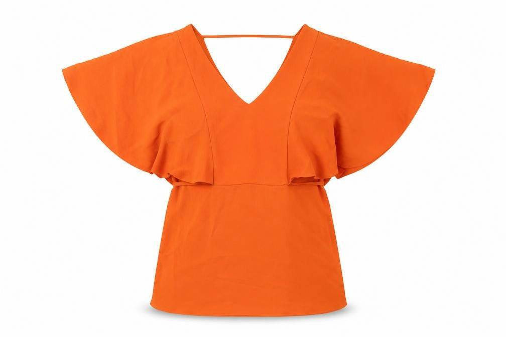 Womens UK Size 8 Julien Macdonald Orange Basic Blouse