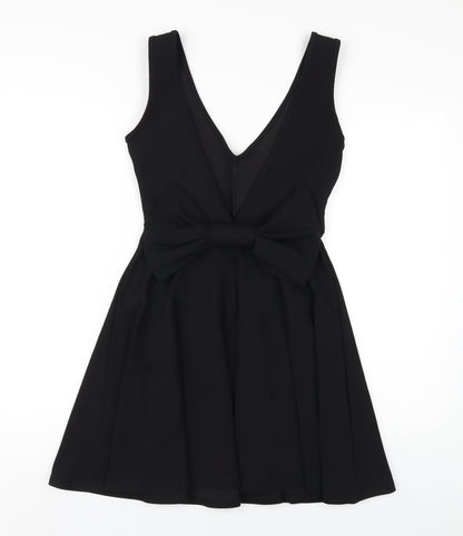 Boohoo Womens Black Polyester A-Line Size 8 Scoop Neck Pullover