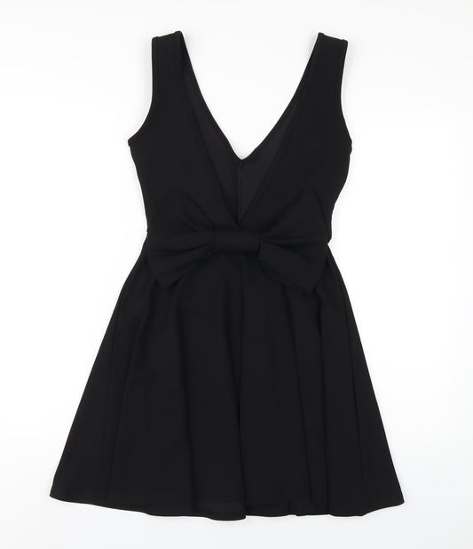 Boohoo Womens Black Polyester A-Line Size 8 Scoop Neck Pullover