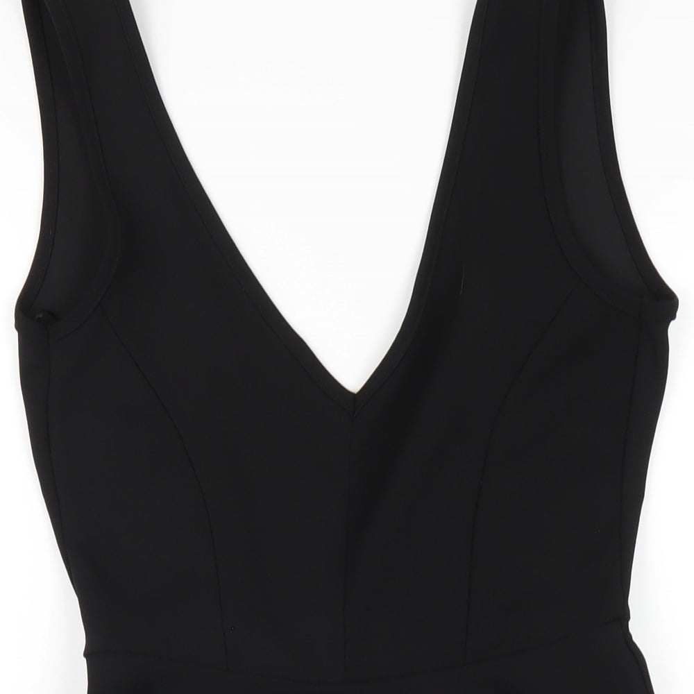 Boohoo Womens Black Polyester A-Line Size 8 Scoop Neck Pullover