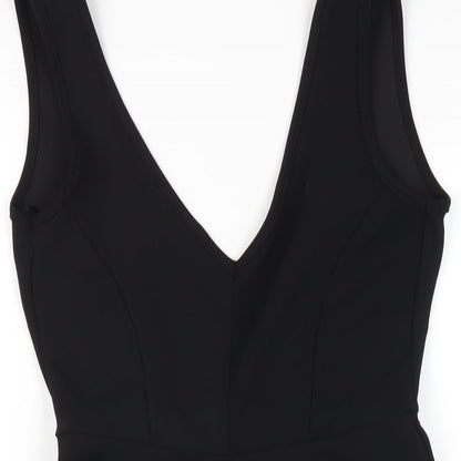 Boohoo Womens Black Polyester A-Line Size 8 Scoop Neck Pullover