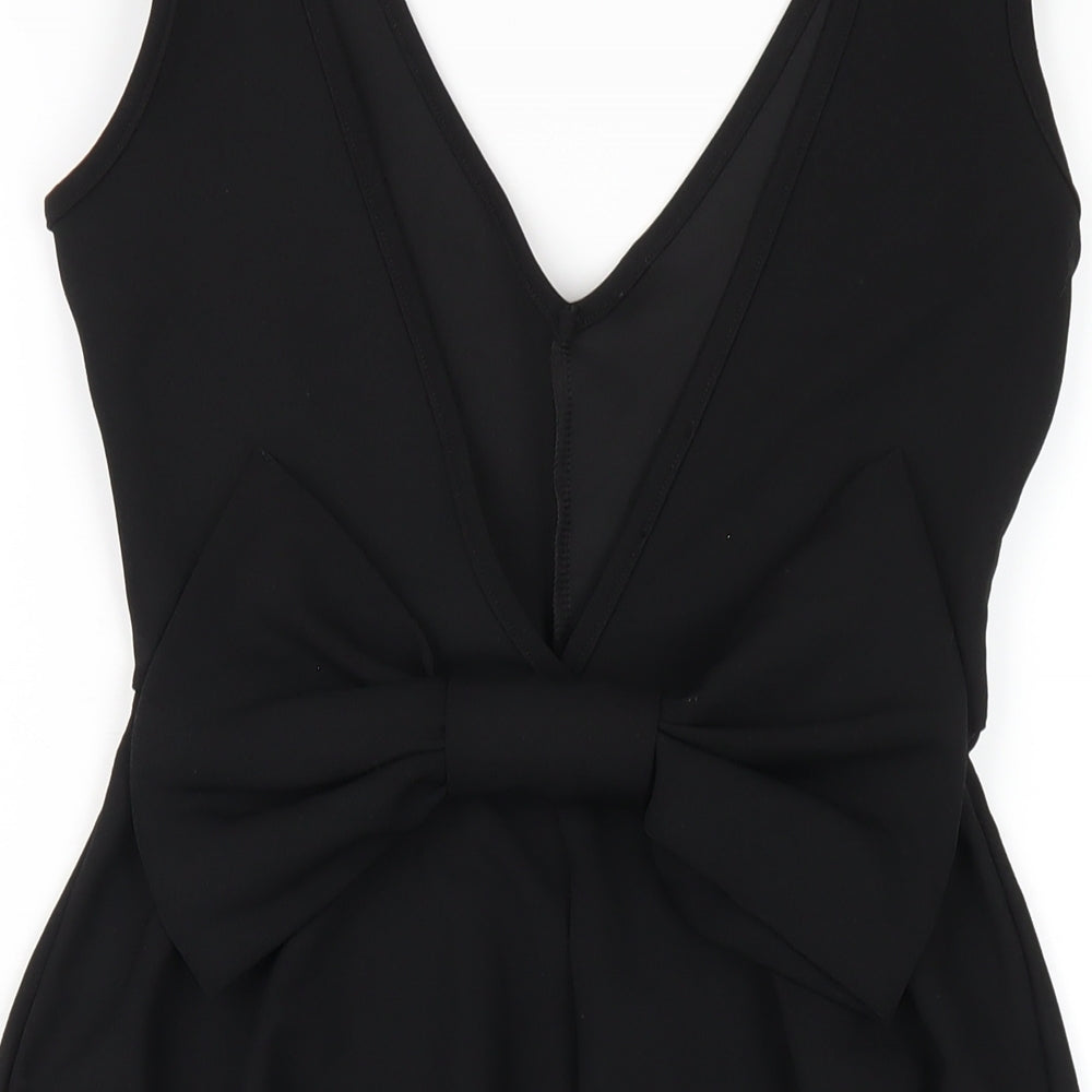 Boohoo Womens Black Polyester A-Line Size 8 Scoop Neck Pullover