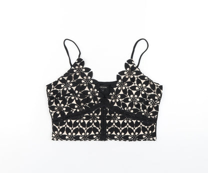 Womens UK Size 12 River Island Black Cropped T-Shirt