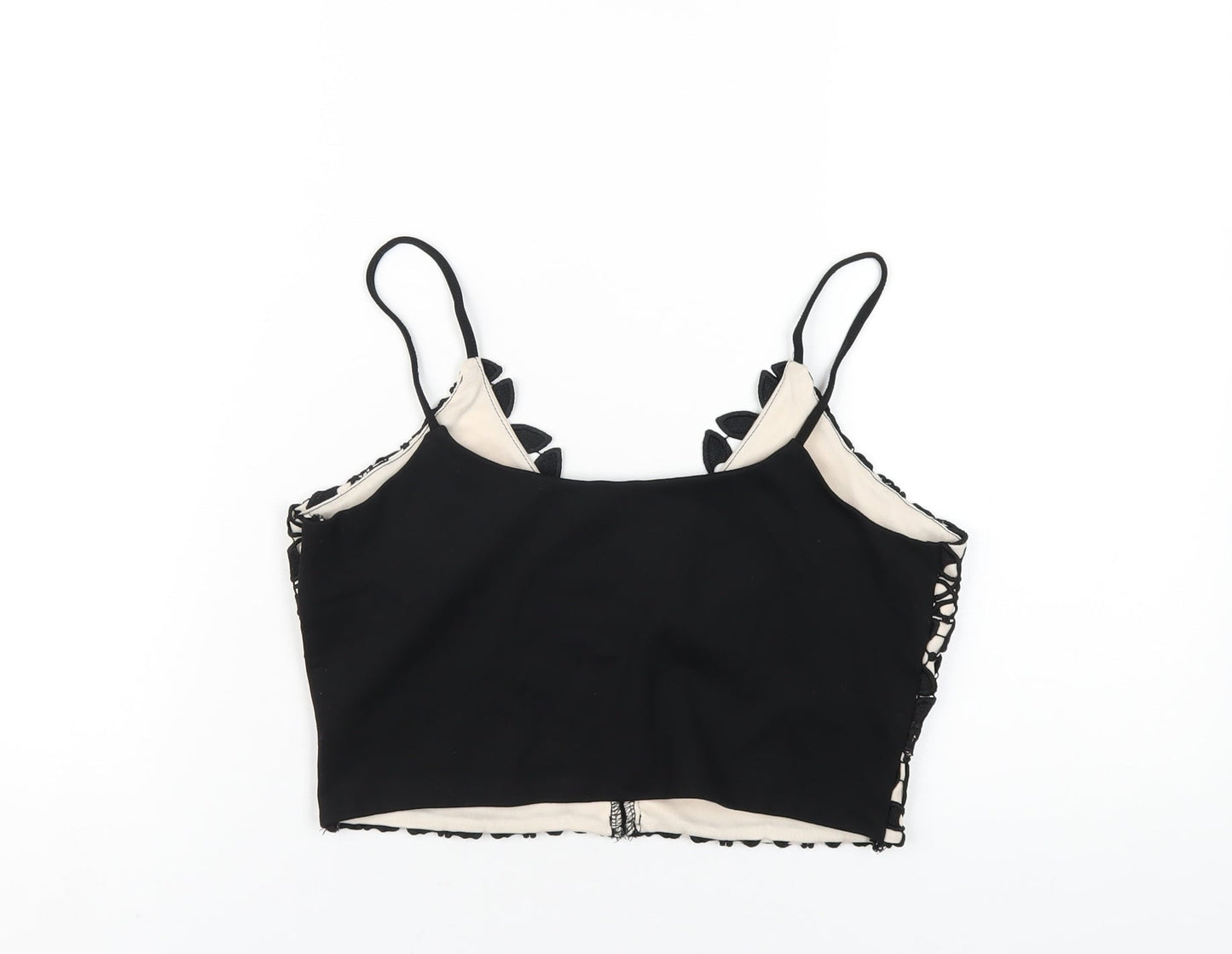 Womens UK Size 12 River Island Black Cropped T-Shirt