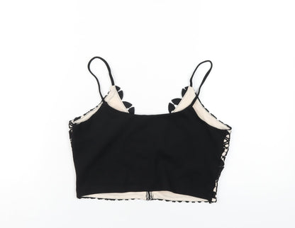 Womens UK Size 12 River Island Black Cropped T-Shirt