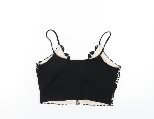 Womens UK Size 12 River Island Black Cropped T-Shirt