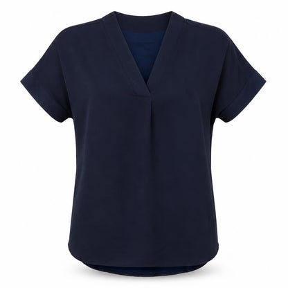 Marks & Spencer Womens Blue Polyester Basic Blouse Size 6 V-Neck