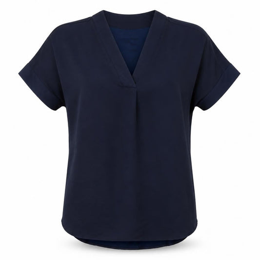 Marks & Spencer Womens Blue Polyester Basic Blouse Size 6 V-Neck