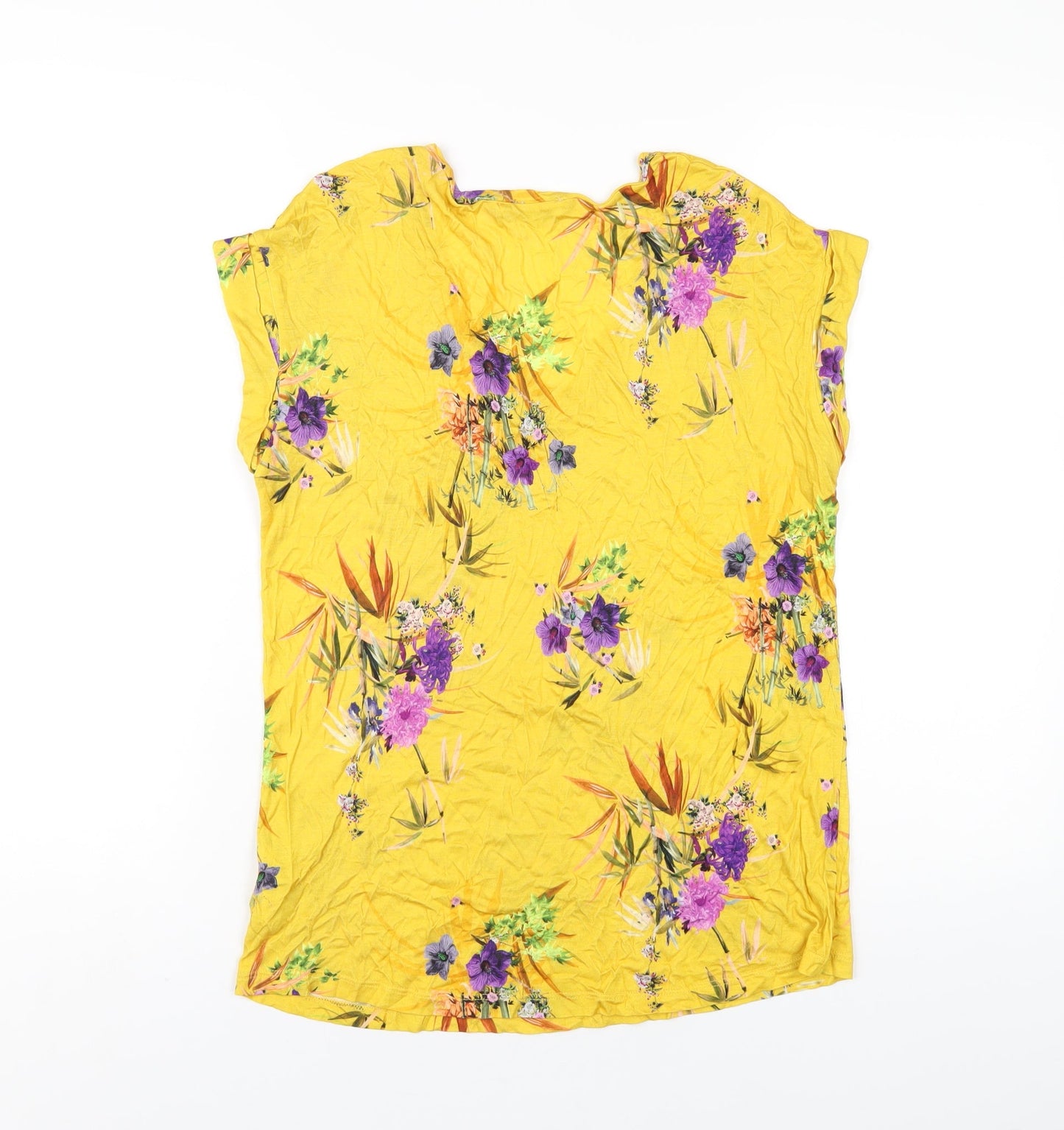 Womens UK Size S Zara Yellow Basic T-Shirt