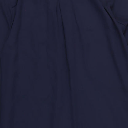 Roman Womens Blue Polyester A-Line Size 10 V-Neck Button