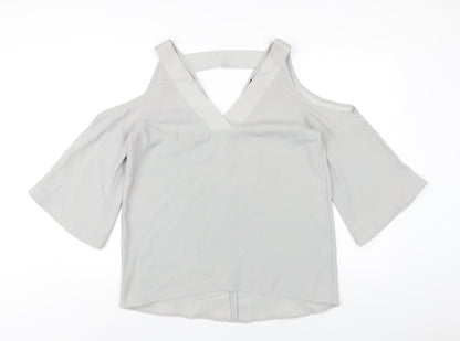 Womens UK Size 10 River Island Grey Basic T-Shirt