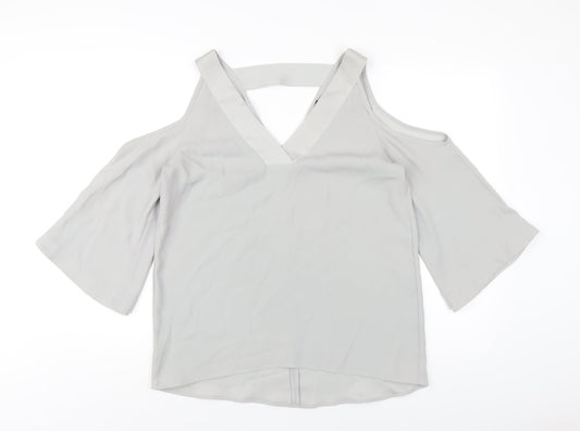 Womens UK Size 10 River Island Grey Basic T-Shirt