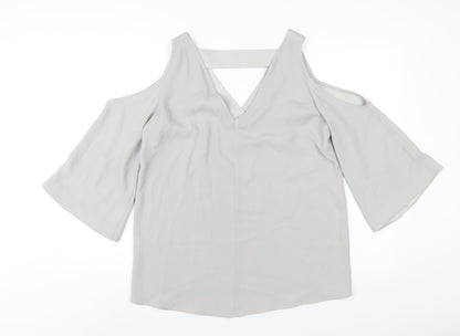Womens UK Size 10 River Island Grey Basic T-Shirt