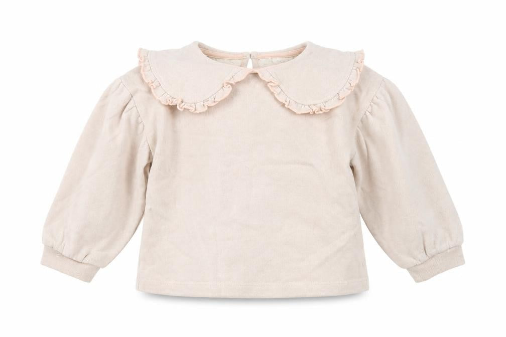 Next Girls Beige Cotton Pullover Sweatshirt Size 2-3 Years Button