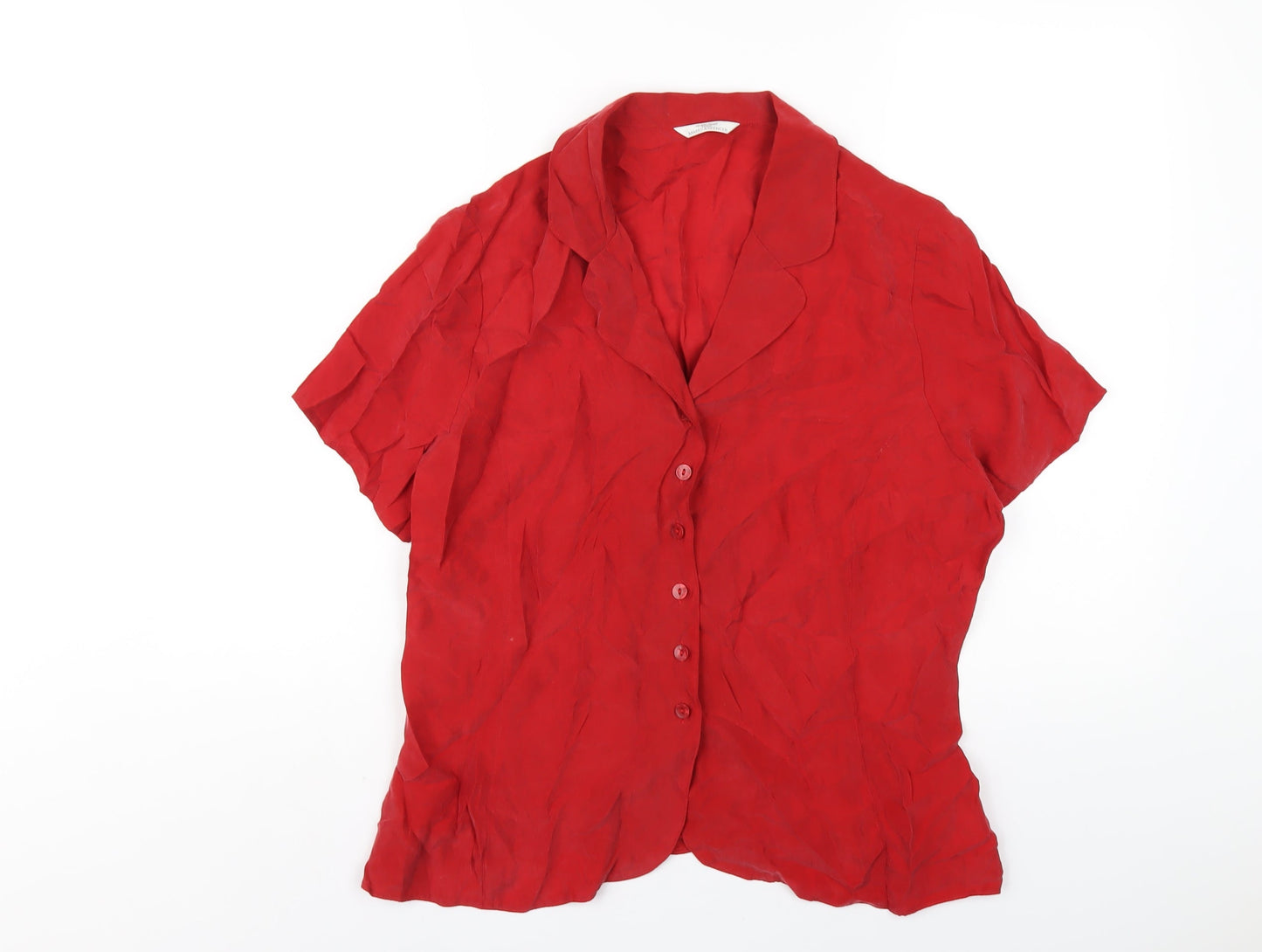 Womens UK Size 16 Marks and Spencer Red Basic Button-Up