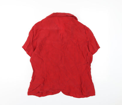 Womens UK Size 16 Marks and Spencer Red Basic Button-Up