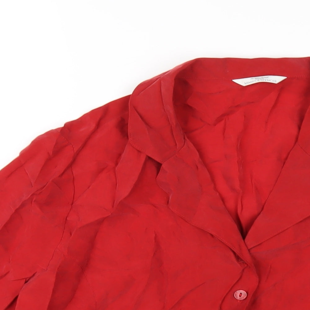 Womens UK Size 16 Marks and Spencer Red Basic Button-Up