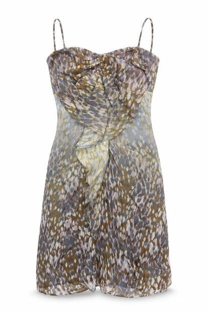 Almost Famous Womens Multicoloured Geometric Silk A-Line Size 12 Sweetheart Zip