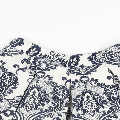 Boohoo Womens Blue Geometric Polyester Skater Skirt Size 10