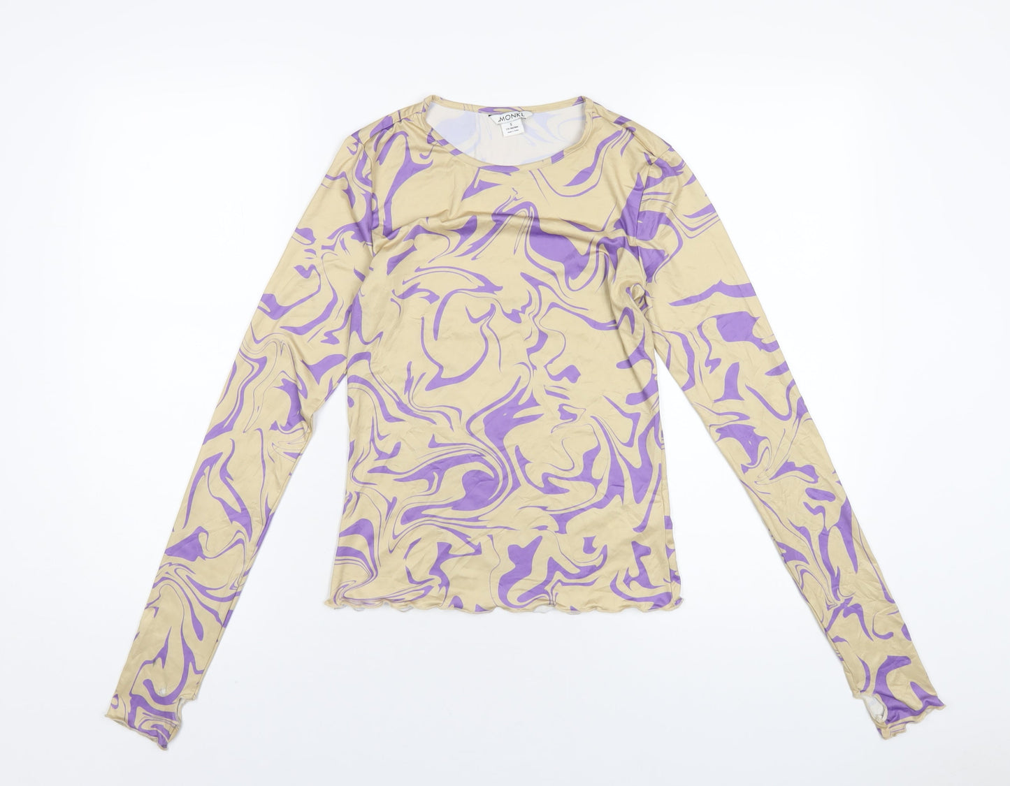 Womens UK Size S Monki Beige Basic T-Shirt