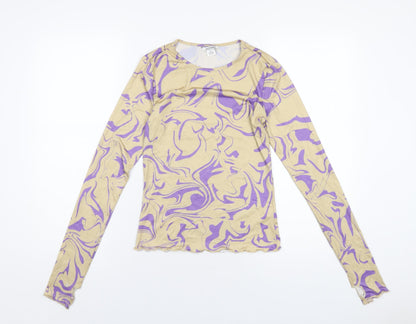 Womens UK Size S Monki Beige Basic T-Shirt