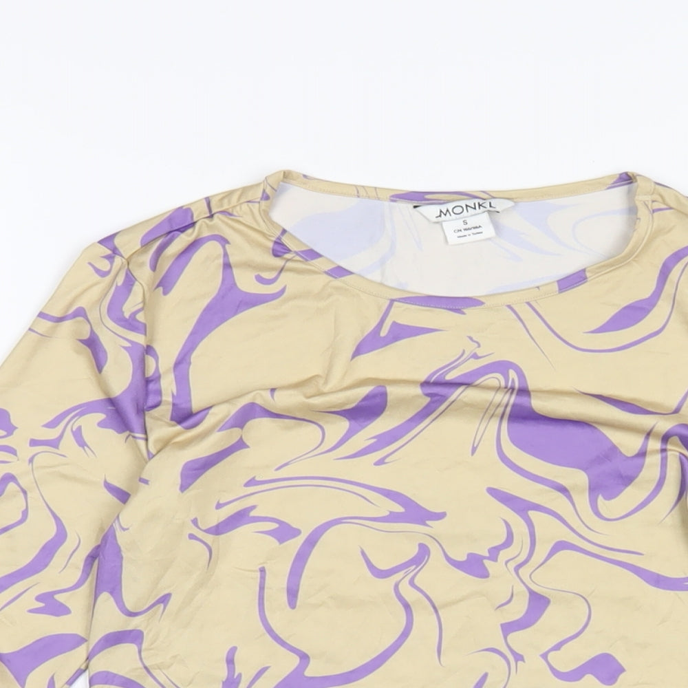 Womens UK Size S Monki Beige Basic T-Shirt