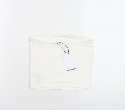 Womens UK Size S Bershka White Basic T-Shirt