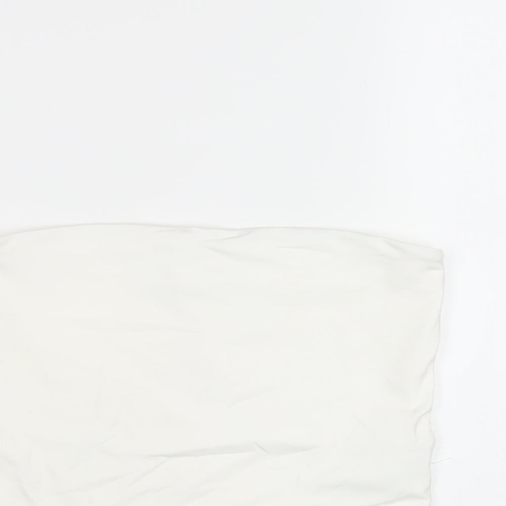 Womens UK Size S Bershka White Basic T-Shirt