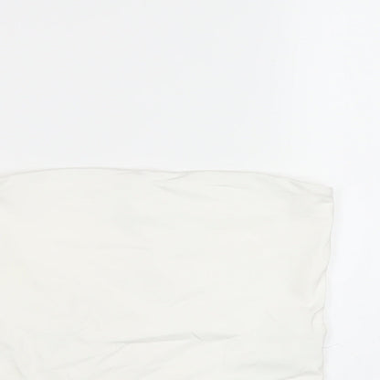 Womens UK Size S Bershka White Basic T-Shirt