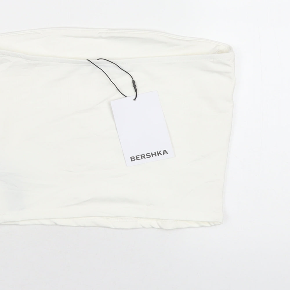 Womens UK Size S Bershka White Basic T-Shirt