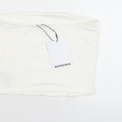 Womens UK Size S Bershka White Basic T-Shirt