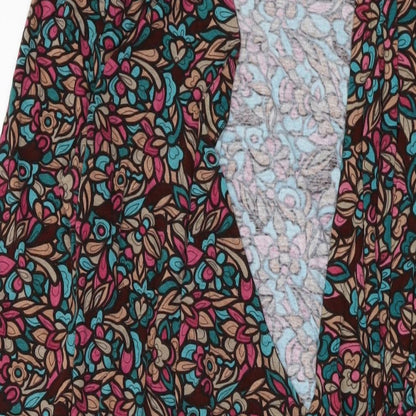 Kaliko Womens Multicoloured Geometric Viscose Wrap Dress Size 16 V-Neck Tie