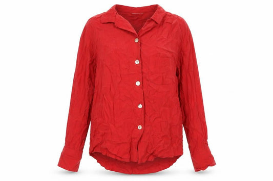 Marks & Spencer Womens Red Cupro Basic Blouse Size 14 Collared