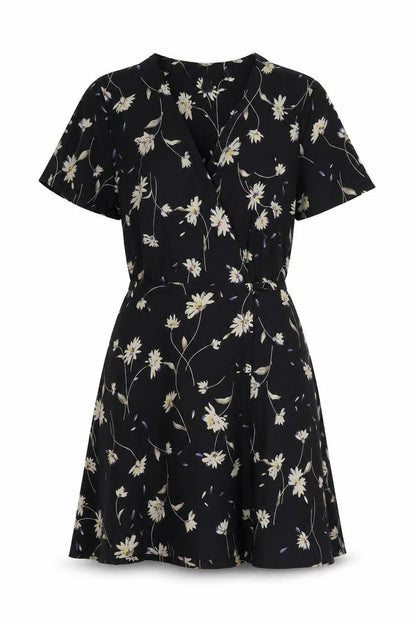 Boohoo Womens Black Polyester Wrap Dress Size 4 V-Neck Tie