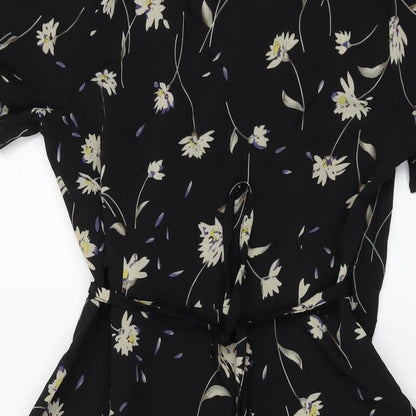 Boohoo Womens Black Polyester Wrap Dress Size 4 V-Neck Tie