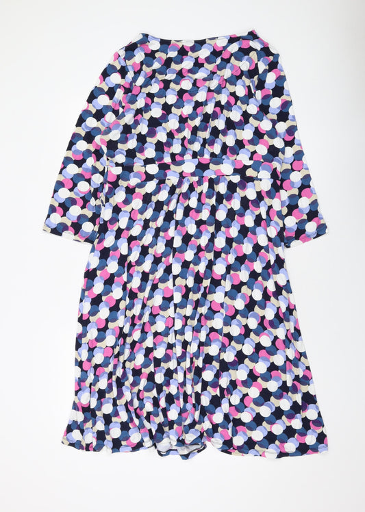 Maine Womens Multicoloured Geometric Viscose A-Line Size 18 Scoop Neck Pullover