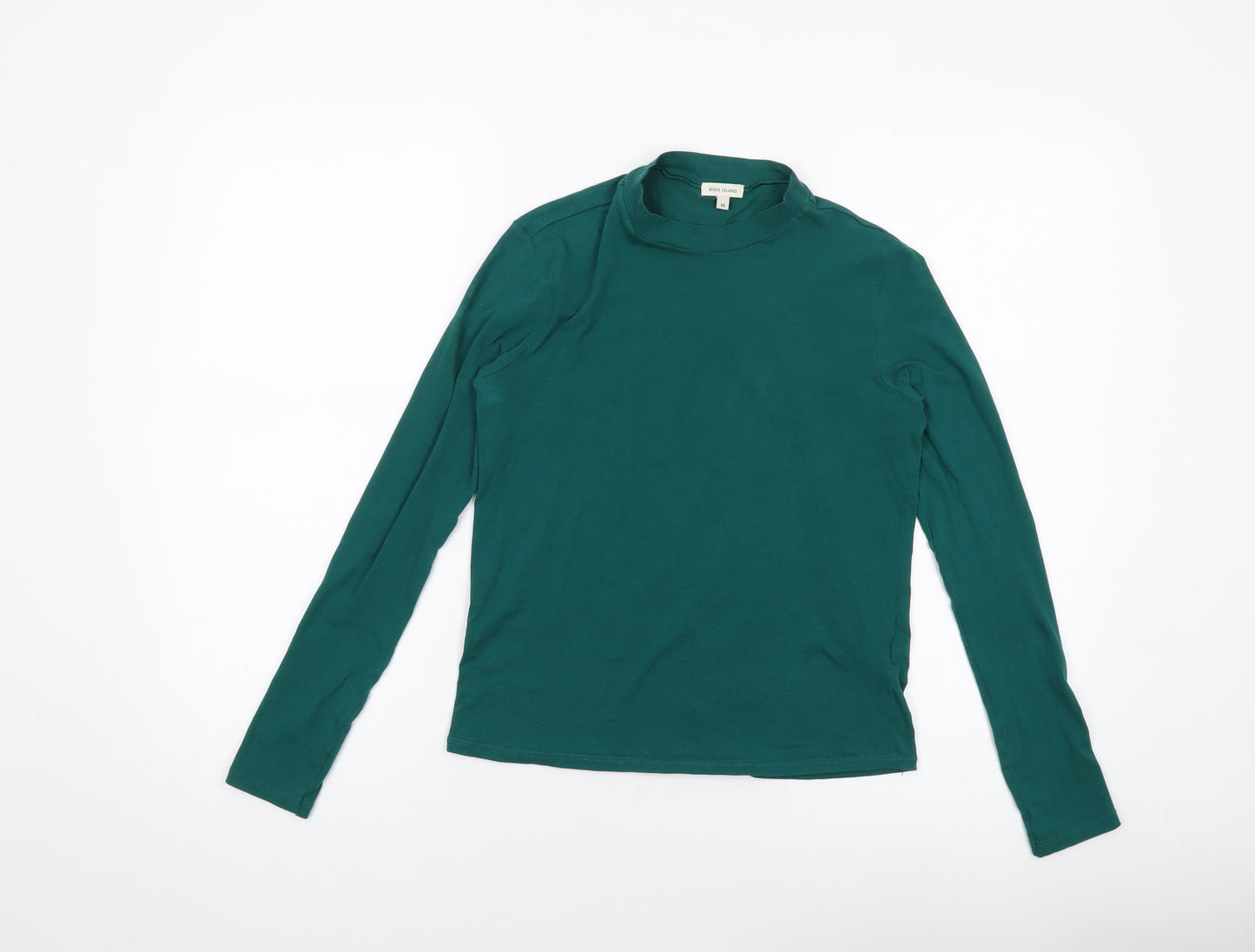 Womens UK Size 10 River Island Green Basic T-Shirt