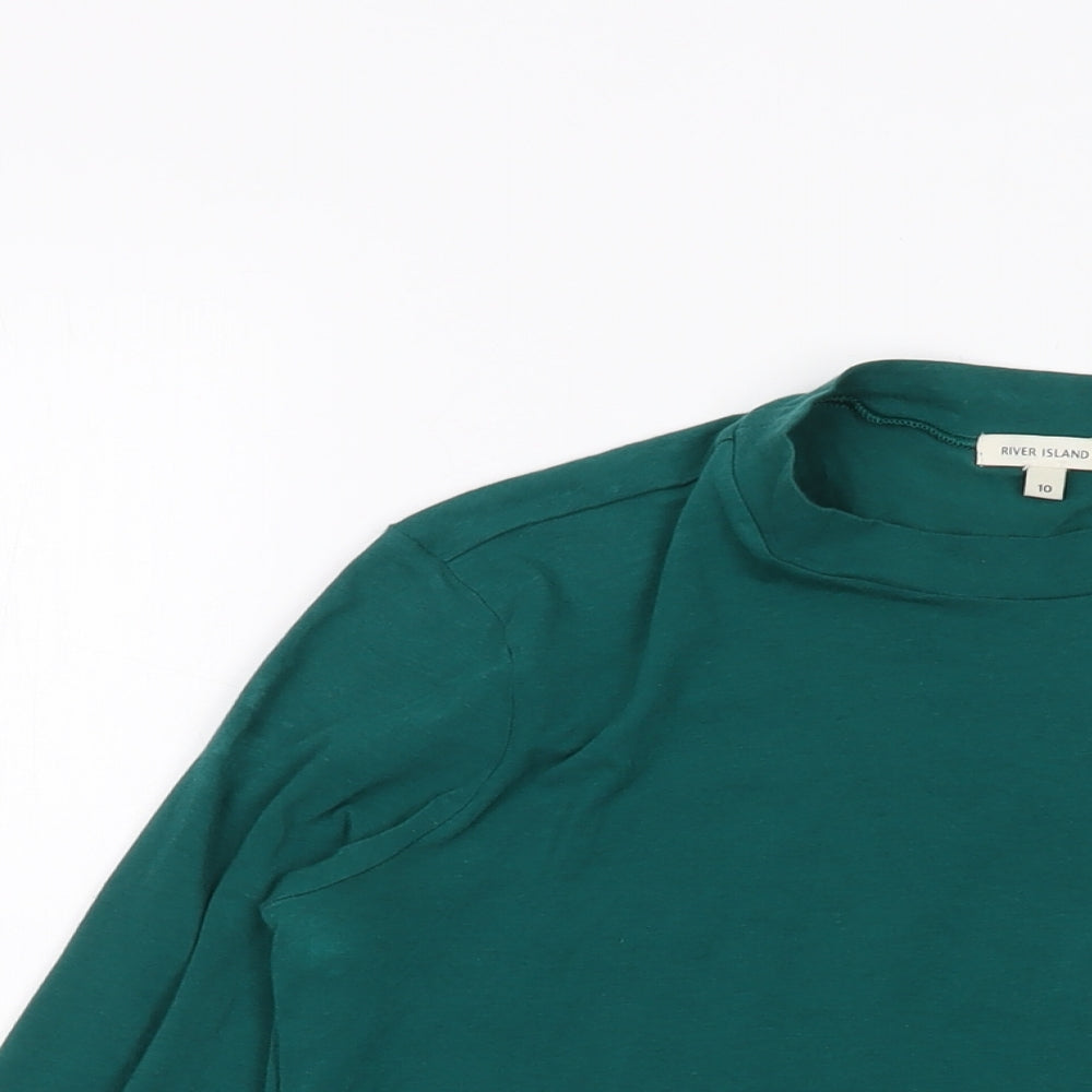 Womens UK Size 10 River Island Green Basic T-Shirt