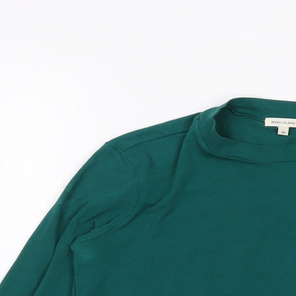 Womens UK Size 10 River Island Green Basic T-Shirt