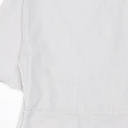 New Look Womens Grey Polyester A-Line Size 12 V-Neck Zip
