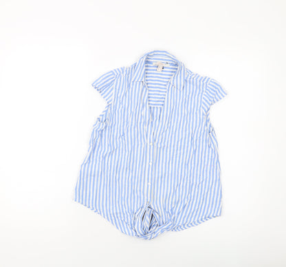 Womens UK Size 8 Esprit Blue Cropped Button-Up