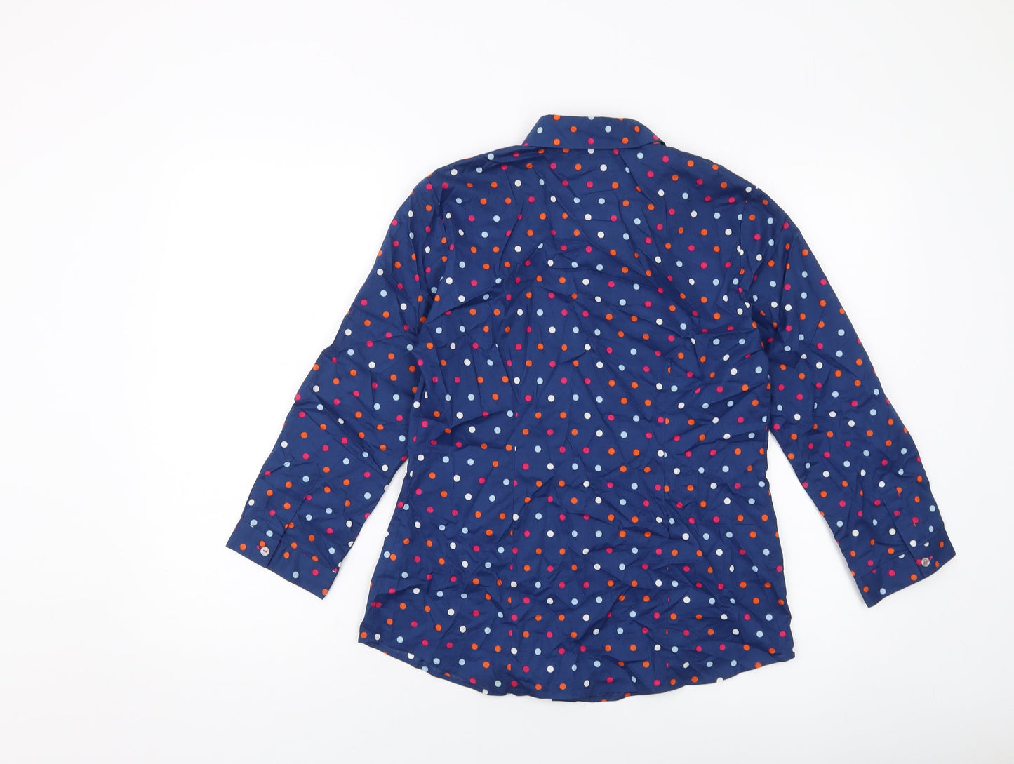 Antoni & Alison Womens Blue Polka Dot Cotton Basic Button-Up Size 10 Collared