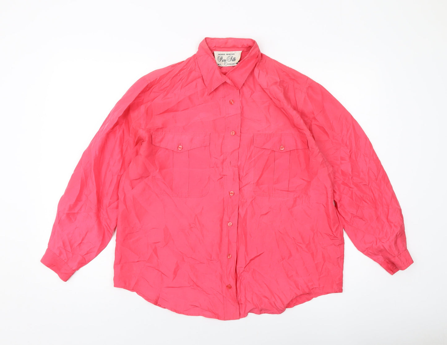 Womens UK Size M Debbie Morgan Pink Basic Button-Up