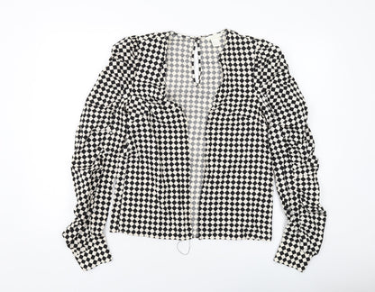 H&M Womens Beige Check Jacket Size 8